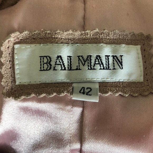 Balmain Light Pink Suede Leather Short Jacket 42 - Picture 8 of 8